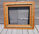 Antique Victorian Oak Picture Frame Gold Gesso Fancy Designs