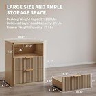 Fluted Nightstand Set Of 2 With Charging Station  Bedside Table With 2 Drawers