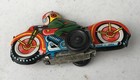 Tin Litho Motorcycle Friction Toy Japan Vintage Red Green Bike Rider
