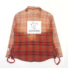 Gotofree 24ss Red Plaid Flannel Shirt Distressed Washed Fading Button Shirt