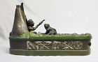 Antique Chief Big Moon J e Stevens Original Cast Iron Mechanical Coin Bank Works