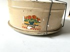 20 30   s Vintage Metal Cake Carrier Enamel Top Flowers Print
