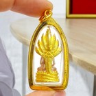 Phra Naga Prok Saturday Buddha 3k Pendant Talisman Thai Amulet Micron Gold Frame