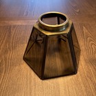 Vtg Hexagon Brass Beveled Glass Lamp Shade Ceiling Fan Amber Smoke Art Deco