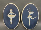 Pair Vintage Mid Century Ballet Ballerina Dancer Wall Hanging Chalkware Plaques