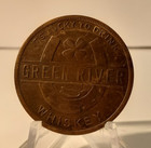 It s Lucky To Drink Green River Whiskies Good Luck Token 32mm Horseshoe Vg Cond 