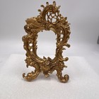 Ornate Antique French Gilt Brass bronze Mirror Frame Easel Cherub Putti 2 5x3 5 