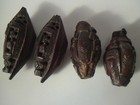 Set Of 4 Chinese Old Carved Hediao        Nut Bead Boat   Immortal