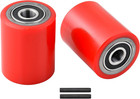 A Pair Of Pallet Jack Front Wheels 3 X 3 75  74 5 X 93mm Pu Tread Pre-installed