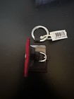 New Coach Signature Red Jacquard Key Ring Bag Charm Photo Holder Nwt