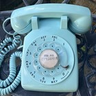 Antique Western Electric Classic Rotary Dial Desk Telephone Aqua Blue Pre-owned