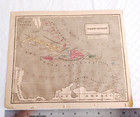 1866 Hand-colored Map Of  west Indies  Approx  11  X 9   20835
