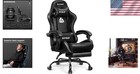High-back Ergonomic Gaming Chair With Footrest     Comfy Black Leather Recliner