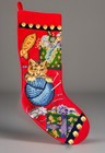 Vintage Needlepoint Stocking Kitten Catnip Velvet Lined Cat Christmas
