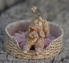 Vintage Florenza Poodle Figurine Brass Pin Cushion C  1960 s
