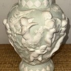 Vtg 1974 Ornate Victorian Cherub Urn Vase 3d Beautifully Detailed Green Signed