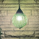 Vintage Mcm Green Swag Lamp Hanging Diamond Accordion Pattern Rare Htf