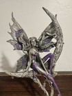 Vintage Pewter Statue Figurine On Moon Fairy Woman 1990   s Purple 