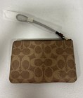 Nwt Coach Corner Zip Wristlet In Signature Canvas With Stripe Monogram Classic