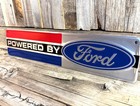 Ford Powered Embossed Metal Tin Sign Car Vintage Auto Emblem Garage Man Cave New