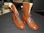 Antique Victorian Womens Brown Leather Lace Up Shoes Skate Shoes  Horseback Ride