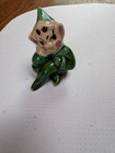 Vintage Ceramic Green Sitting Pixie   Elf Figurine With Crossed Knees 3 