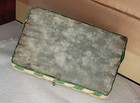 Vintage Woven Tan   Green Rectangular Sewing Basket With Contents