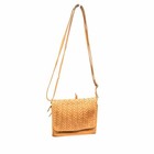 Vintage Woven Leather Crossbody Bag Tan Boho Small Purse Made In India
