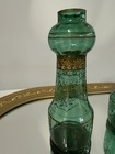 2 Matching Vintage Bohemian Czech Vases  Antique Enamel Flower Art Glass