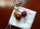 Coach Red Cherry Apple Bag Charm Keychain Resin Metal Brass Purse Decoration    