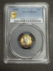 1945 Mercury Dime 10c Beautifully Toned Gem   Pcgs Ms 67 Gold Shield