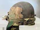 Antique Military Metal Helmet With Cover Partially Intact  Historical  