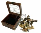 Antique Brass Nautical Sextant Vintage Maritime Astrolabe W wooden Box