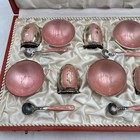 Vtg Sterling Silver 1950s Meka Denmark Guilloche Enamel Salt And Pepper Set