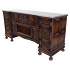 Jacobean Fine Carved Oak Sideboard Credenza Buffet Cabinet Mint
