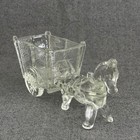 Jeanette Glass Donkey Cart Planter Clear Pressed 9 1 4 