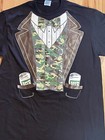 Funny Beer Can Camouflage Tuxedo Black Short Sleeve T Shirt Size Medium large