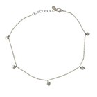 Vintage Sterling Silver 925   Heart Charm Dangle Chain Anklet   9 -10 