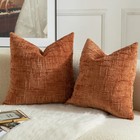 Pack Of 2 Soft Chenille Textured Throw Pillow Covers Square Accent Solid Deco   