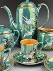 rare  Old Nippon Jewel Tea Set Ruster Color Flying Swan