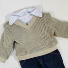 Dress Boy Outfit For 18  American Girl Doll   Shirt  Sweater  Pants    Shoes Set