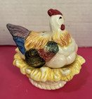 Ceramic Chicken On Nest Salt And Pepper Shaker Set--4  High--pre-owned