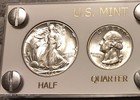 1944 5 Coin Silver Us Mint Year Set Gem Coins White Capital Holder Display Box