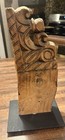 Antique Salvaged Brown Wood Architectural Corbel Fragment On Stand