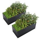 6x3x2ft 2 Pcs Metal Raised Garden Bed Outdoor Galvanized Steel Planter Box Black