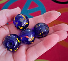 Vintage Venetian Cobalt Maybe Millefiori  75 Inch Diameter Beads Set Of 4 Rare