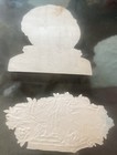 Victorian Die Cut Scrap Calling Cards Embossed Portrait Girl  floral Basket