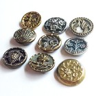 9 Antique Metal Victorian   Golden Age Flower   Plant Life Buttons 1 2  To 9 16 