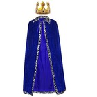 King Robe Costume Queen Robe Crown Set Cosplay Stage 49 2in 125cm Blue