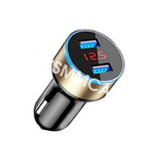 Car Phone Charger Dual Usb Ports Cigarette Lighter Socket Plug W led Voltmeter